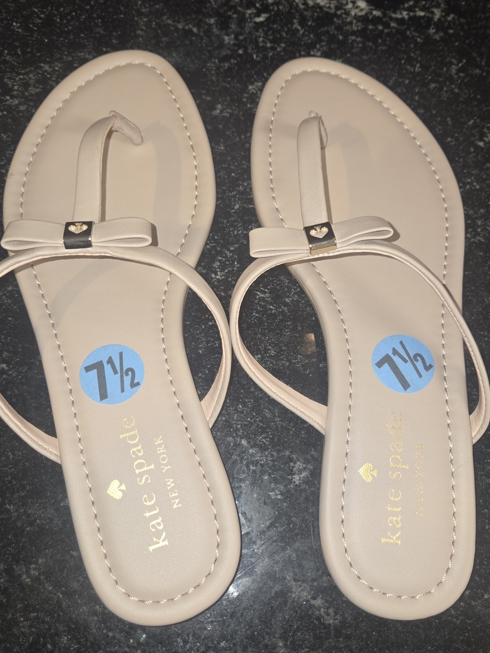 kate spade Nude Bow T-Strap Flat Sandals